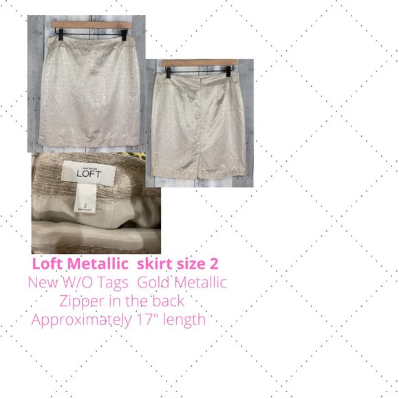 Loft Gold Metallic Skirt size 2 - Picture 1 of 1